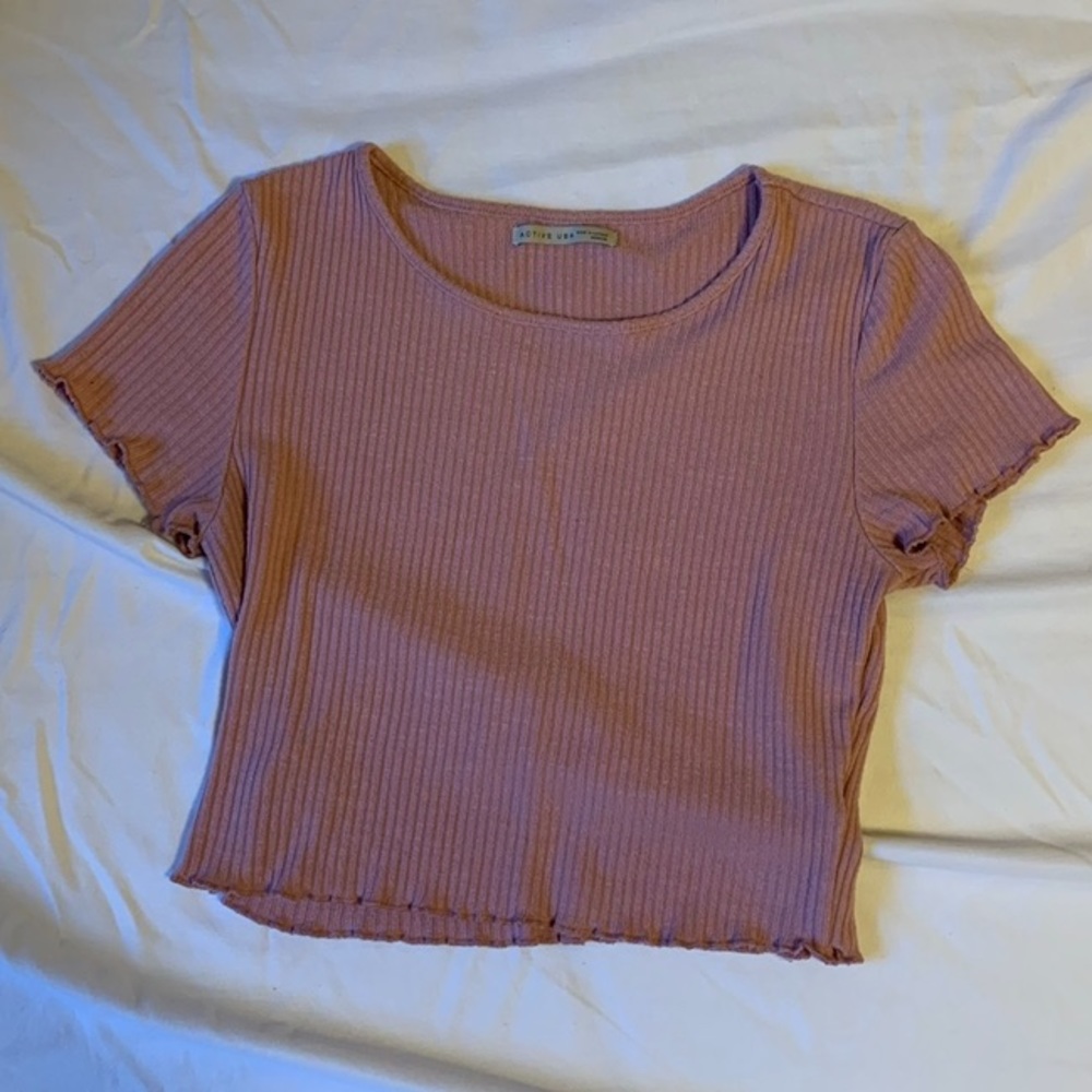 Pink Ribbed Crop Top